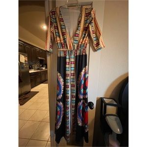 Tribal Print Top w/high slit up the middle